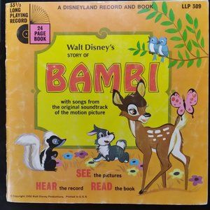 Vintage Bambi Read-Along Walt Disney Book with Record (1966)